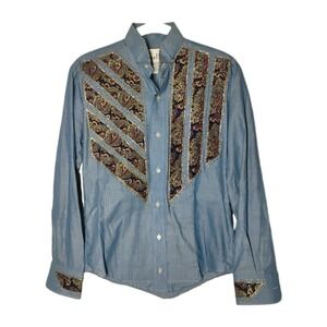 RARE Vintage 80s Chaplin Womens XS Hand Painted Western Square Dance Rodeo Shirt